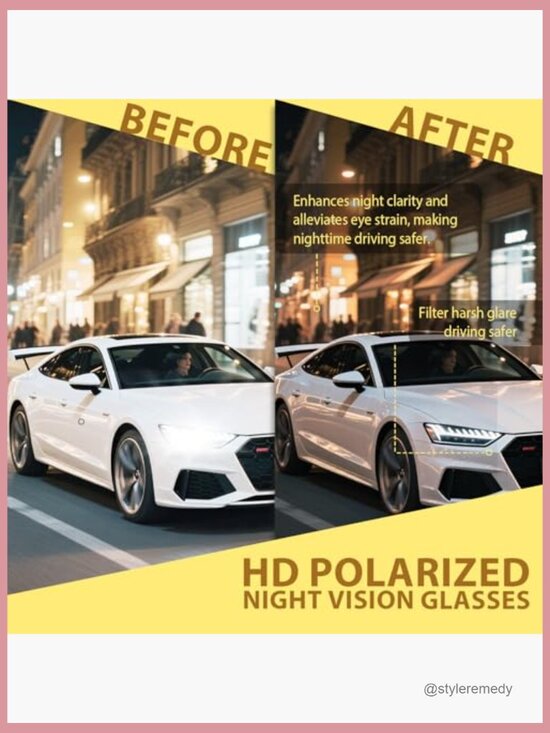 Night Vision Driving Glasses Fit Over Eyewear Polarized Anti-Glare Yellow Lens main image 5